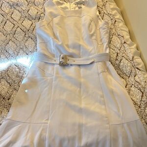 White House Black Market White Belted Mini Dress